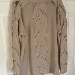 Tan cable sweater wool cashmere